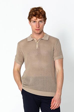 Erkek Fit Polo Yaka Extra Rahat Düğmeli Örme T-shirt
