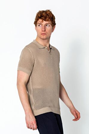 Erkek Fit Polo Yaka Extra Rahat Düğmeli Örme T-shirt
