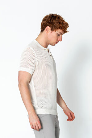 Erkek Fit Polo Yaka Extra Rahat Düğmeli Örme T-shirt