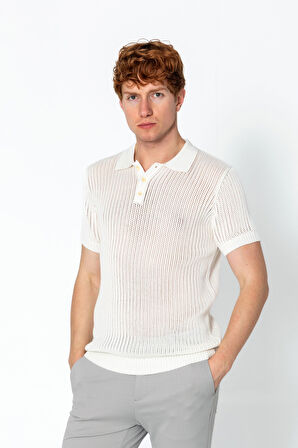 Erkek Fit Polo Yaka Extra Rahat Düğmeli Örme T-shirt