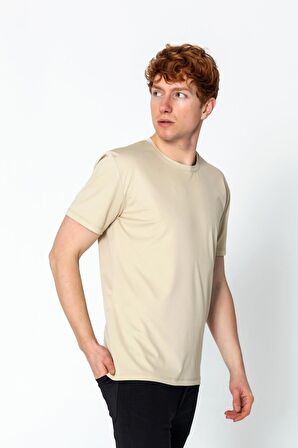 Erkek Fit Rahat Naylon Bisiklet Yaka Seyahatlik T-Shirt