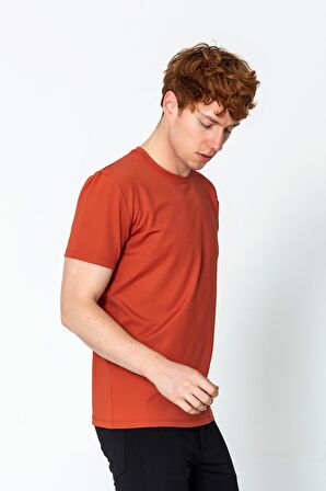 Erkek Fit Rahat Naylon Bisiklet Yaka Seyahatlik T-Shirt