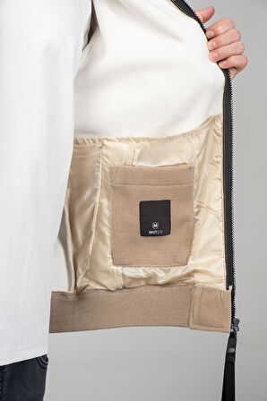 Erkek Kadife Fermuarlı Cepli Astarsız Bomber Mont