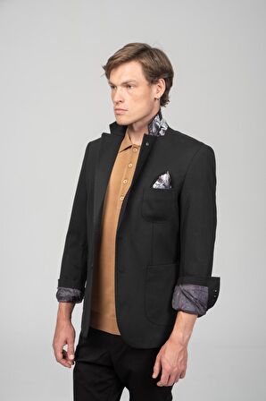 CEKMON Erkek Yarım Astarlı Kol Astarı Çevirilebilir Örme Pamuklu Esnek Kumaşdan Torba Cepli İtalyan Kesim Ceket