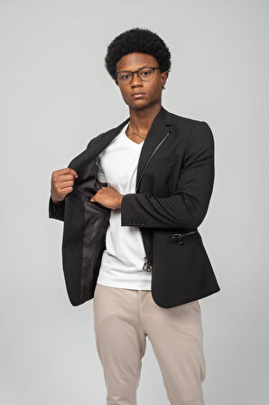 CEKMON Erkek Çift Yönlü Açılır Fermuarlı Rahat Ceket