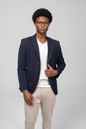 CEKMON Erkek Çift Yönlü Açılır Fermuarlı Rahat Ceket