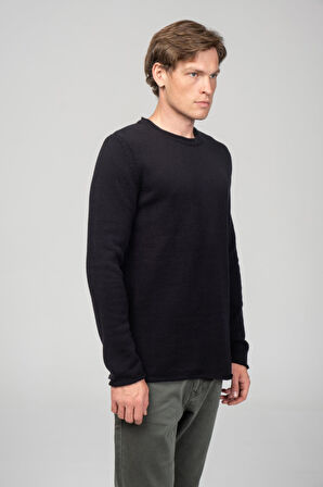 Erkek Sosis Yaka Ve Kol Detaylı Klasik Mevsimlik Triko Kazak