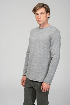 Erkek Sosis Yaka Ve Kol Detaylı Klasik Mevsimlik Triko Kazak