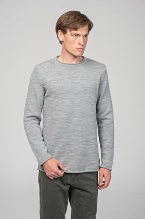 Erkek Sosis Yaka Ve Kol Detaylı Klasik Mevsimlik Triko Kazak