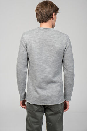 Erkek Sosis Yaka Ve Kol Detaylı Klasik Mevsimlik Triko Kazak