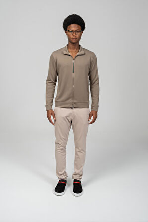 Erkek Teknolojik Kumaş İpeksi Pamuk Düz Önü Çift Fermuar Detaylı Hırka