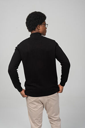 Erkek Yarım Balıkçı Yaka Fermuarlı Yumuşak Dokulu Mevsimlik Triko Kazak