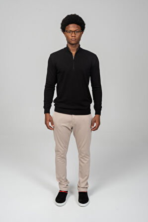 Erkek Yarım Balıkçı Yaka Fermuarlı Yumuşak Dokulu Mevsimlik Triko Kazak