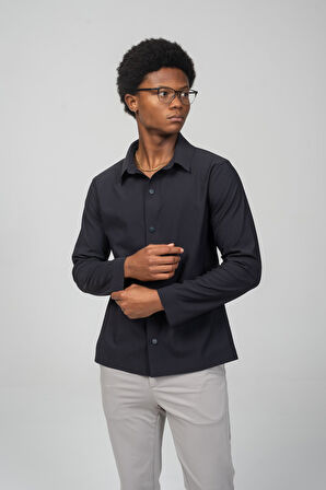 Erkek Dikişsiz Detaylı Çıt Çıtlı Baharlık Gömlek Model Ceket