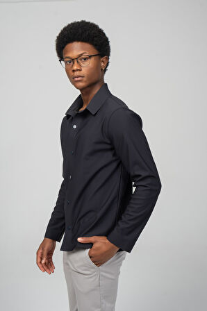 Erkek Dikişsiz Detaylı Çıt Çıtlı Baharlık Gömlek Model Ceket