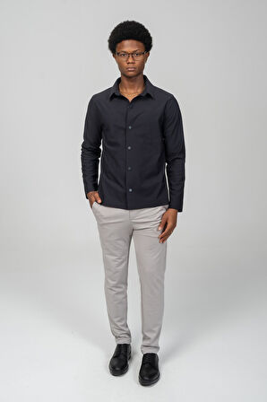 Erkek Dikişsiz Detaylı Çıt Çıtlı Baharlık Gömlek Model Ceket