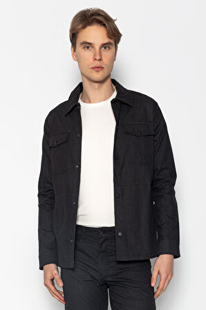 CEKMON Erkek Regular Fit Denim Dokuma Sade Ve Rahat Kot Gömlek Ceket