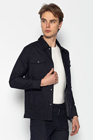 CEKMON Erkek Regular Fit Denim Dokuma Sade Ve Rahat Kot Gömlek Ceket