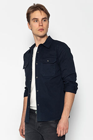 Erkek Regular Fit %100 Cotton Baharlık İnce Gömlek Ceket
