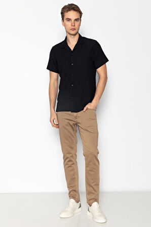 Erkek Regular Fit Kısa Kol Rahat Salaş Düz Yazlık Gömlek