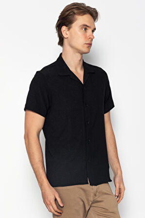 Erkek Regular Fit Kısa Kol Rahat Salaş Düz Yazlık Gömlek