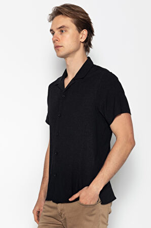 Erkek Regular Fit Kısa Kol Rahat Salaş Düz Yazlık Gömlek