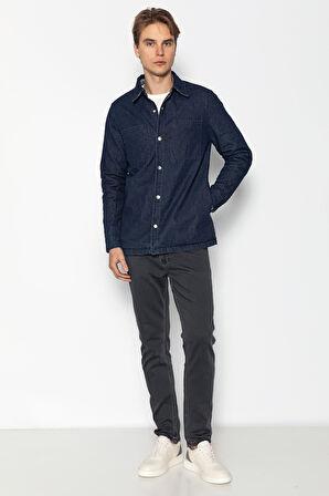 Erkek Regular Fit Çift Taraflı Kapitoneli Kot Mont