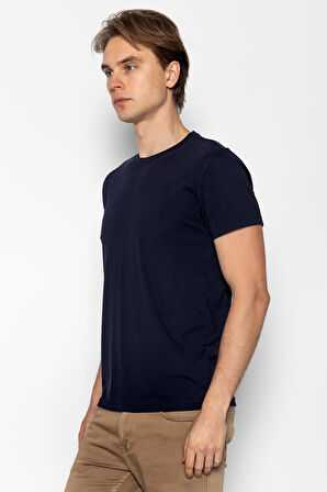 Erkek Rahat Ve Düz Bisiklte Yaka T-Shirts