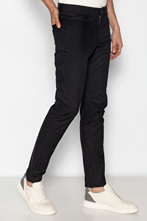 Erkek Regular Fit Rahat Normal Bel Denım Görünümlü Likralı Pantolon