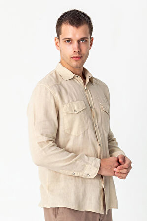 Erkek Comfort  %100 Keten Kumaştan Rahat Yazlık  Gömlek