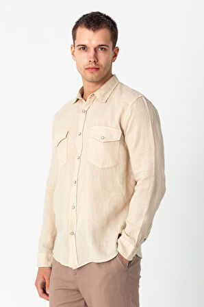 Erkek Comfort  %100 Keten Kumaştan Rahat Yazlık  Gömlek