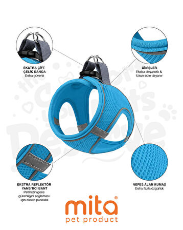 Mita Air Mesh 2'li Bundle Set Kedi Köpek Göğüs Tasması + Köpek Gezdirme Tasması/Kayışı