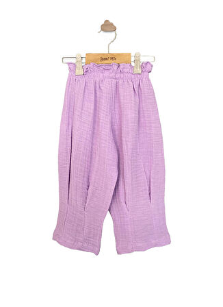 Yami Mia Lila Kız Bebek Kare Yaka Kısa Kollu Düz Set 2li YM00021