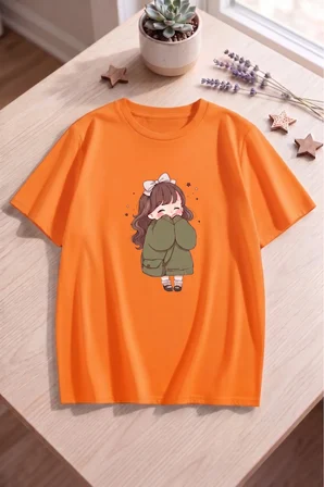 Unisex Cute Anime Kız Baskılı Tasarım Tshirt