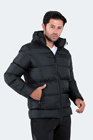 Slazenger HANK Erkek Kapüşonlu Şişme Siyah Mont & Kaban