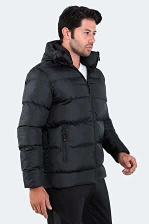 Slazenger HANK Erkek Kapüşonlu Şişme Siyah Mont & Kaban