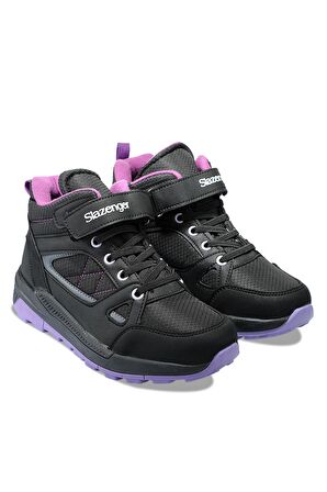 Slazenger Kesha Kalın Topuklu Su Geçirmez Mor Siyah Sentetik Kız Çocuk Bot