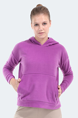 Slazenger SASSA IN Kadın Kapüşonlu Cepli Mor Polar