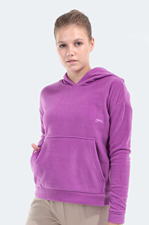 Slazenger SASSA IN Kadın Kapüşonlu Cepli Mor Polar