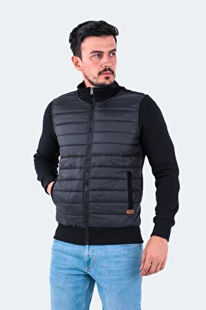 Slazenger Kapüşon Yaka Siyah Erkek Sweatshırt BASIL