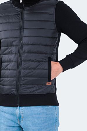 Slazenger Kapüşon Yaka Siyah Erkek Sweatshırt BASIL