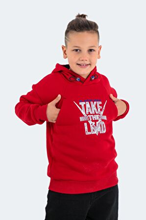 Slazenger DO IN Çocuk Kapüşonlu Kırmızı Sweatshirt