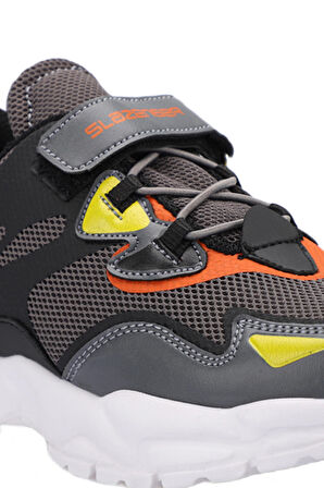 Slazenger KAJAL I Çocuk Cırt Cırtlı Koyu Gri Sneaker