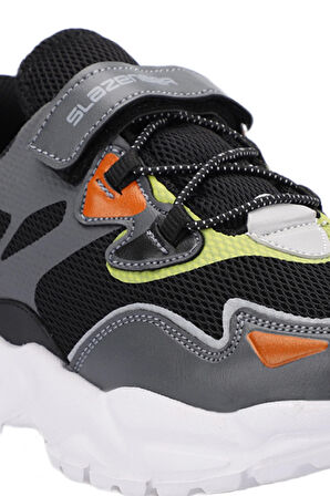 Slazenger KAJAL I Çocuk Cırt Cırtlı Koyu Gri / Siyah Sneaker