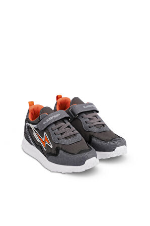 Slazenger KAORU IN Çocuk Cırt Cırtlı Koyu Gri / Turuncu Sneaker