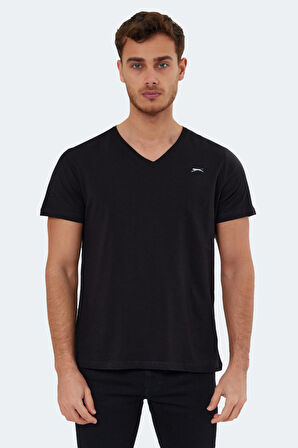 Slazenger RIVALDO Erkek V Yaka Siyah Tişört