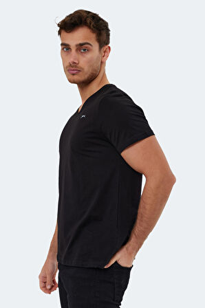 Slazenger RIVALDO Erkek V Yaka Siyah Tişört