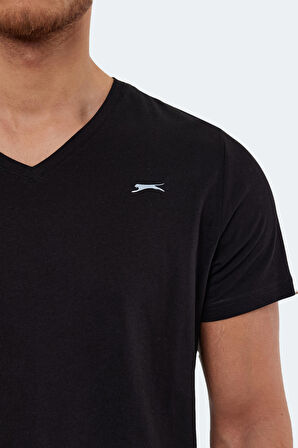 Slazenger RIVALDO Erkek V Yaka Siyah Tişört