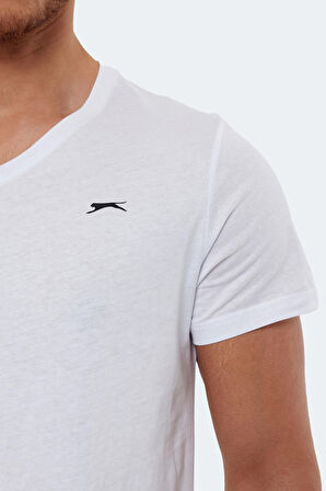 Slazenger RIVALDO Erkek V Yaka Beyaz Tişört