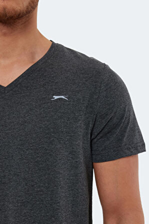 Slazenger RIVALDO Erkek V Yaka Koyu Gri Tişört